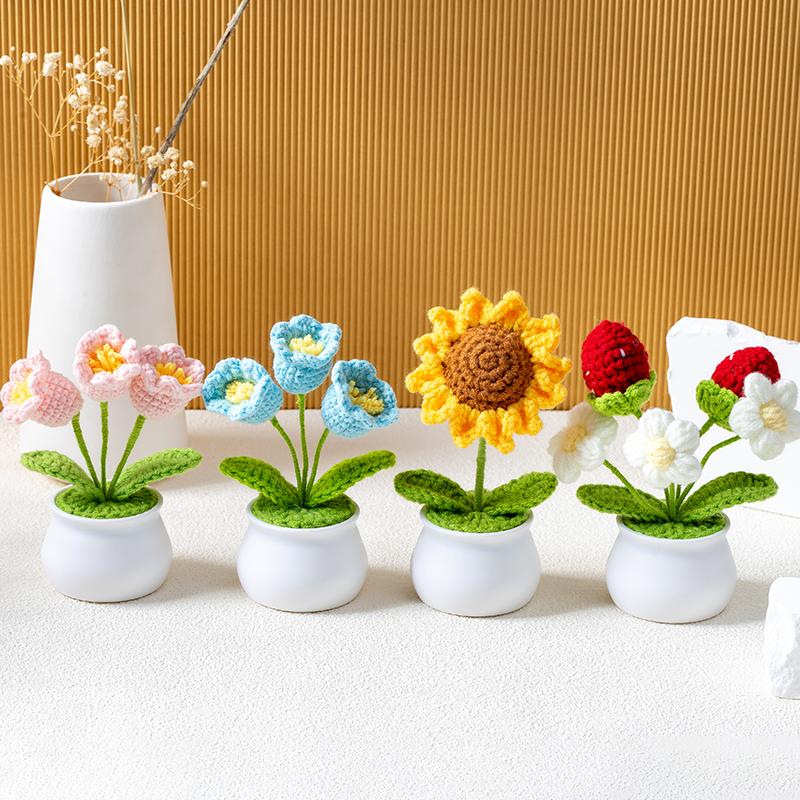 Small Handmade Crochet Potted Flowers